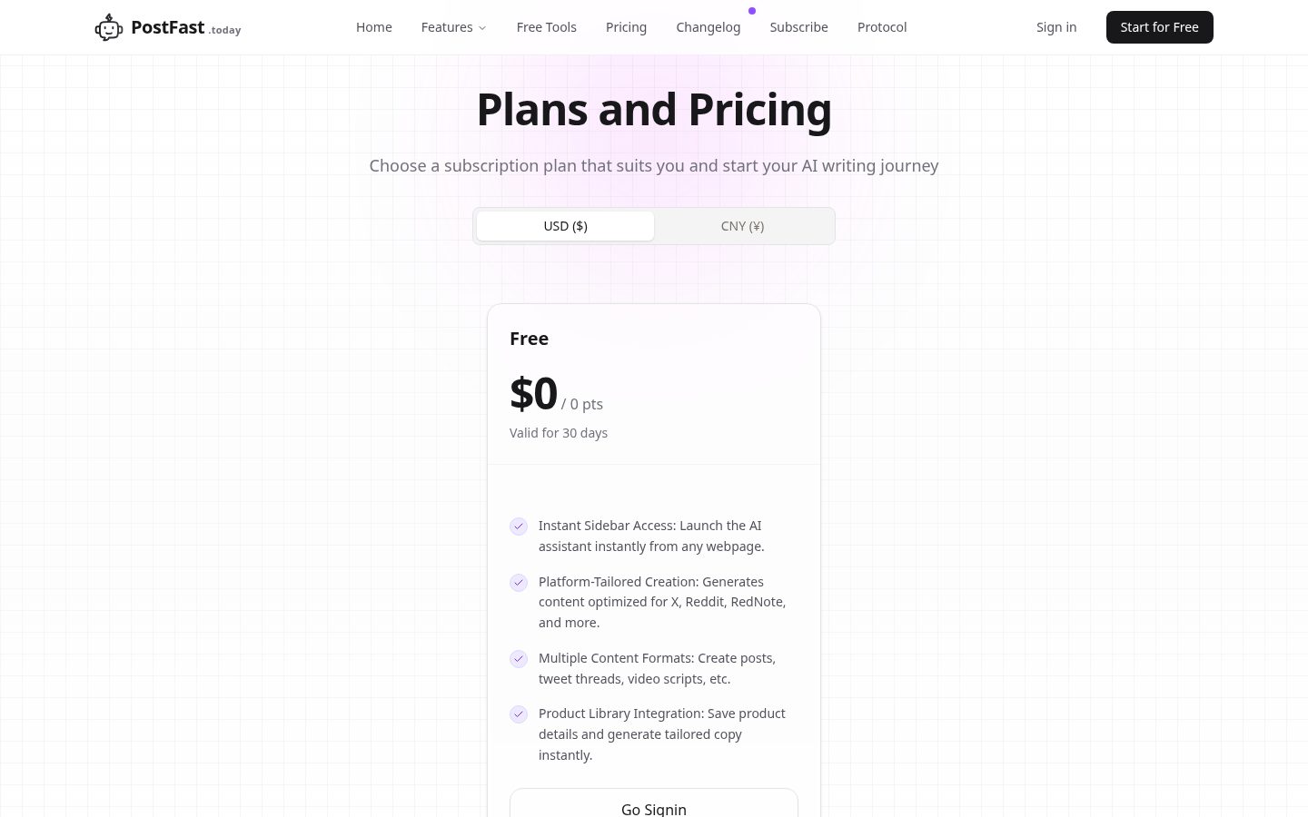 PostFast.today Pricing