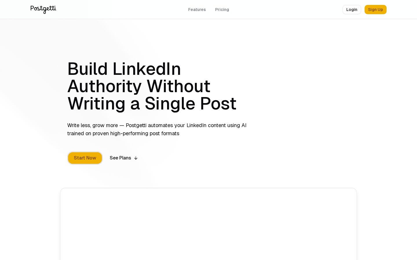 Postgetti AI Homepage