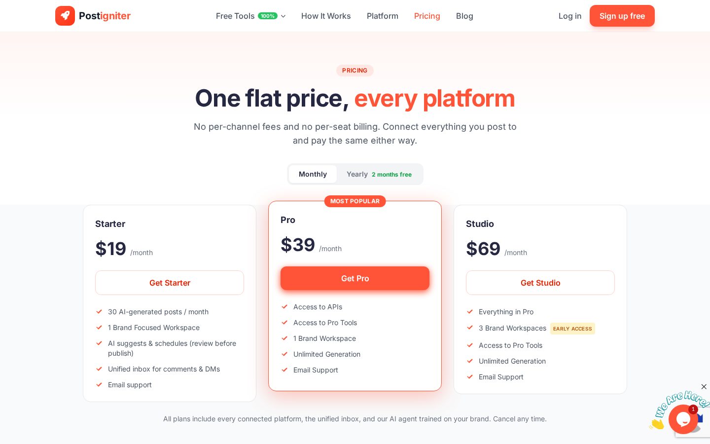 Postigniter Pricing