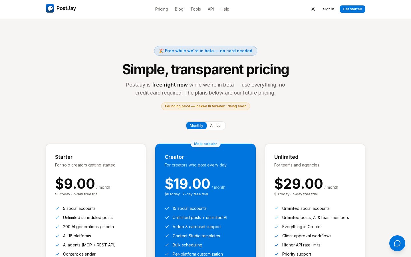 PostJay Pricing