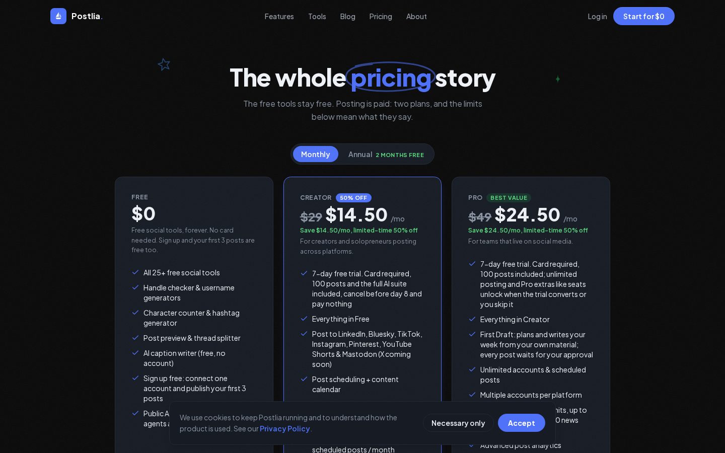 Postlia Pricing
