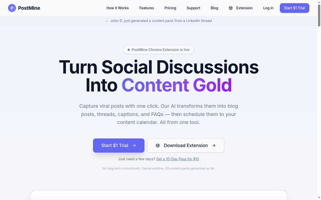 Postmine Homepage