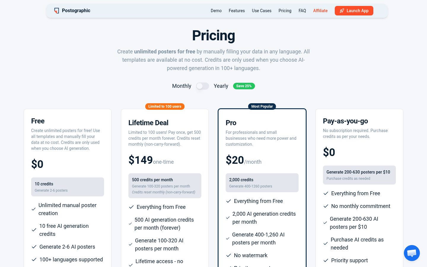 Postographic Pricing