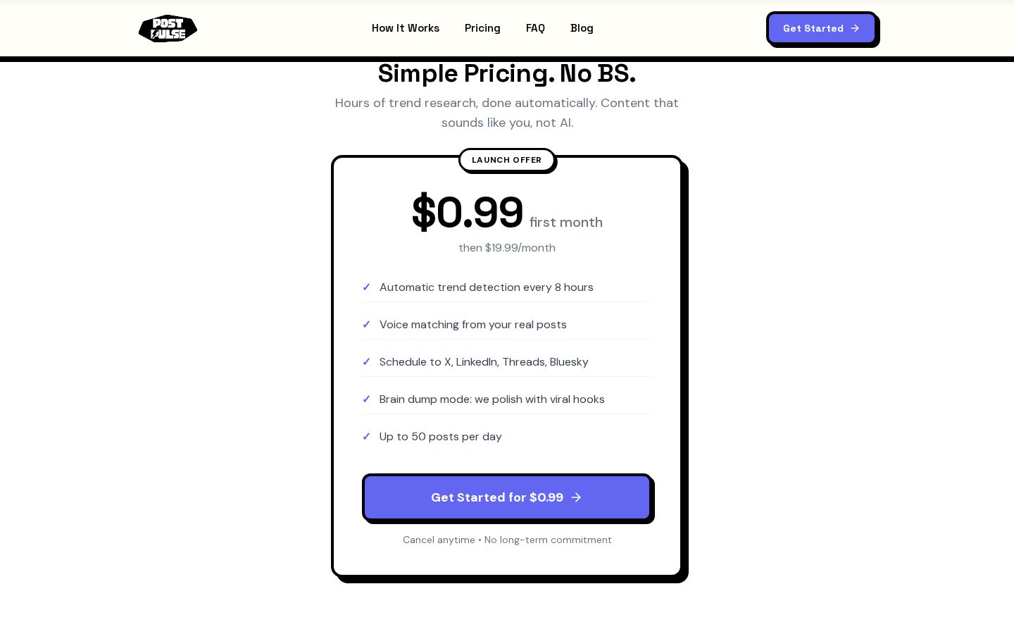 PostPulse Pricing