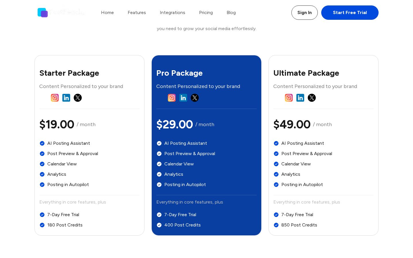 PostReach AI Pricing