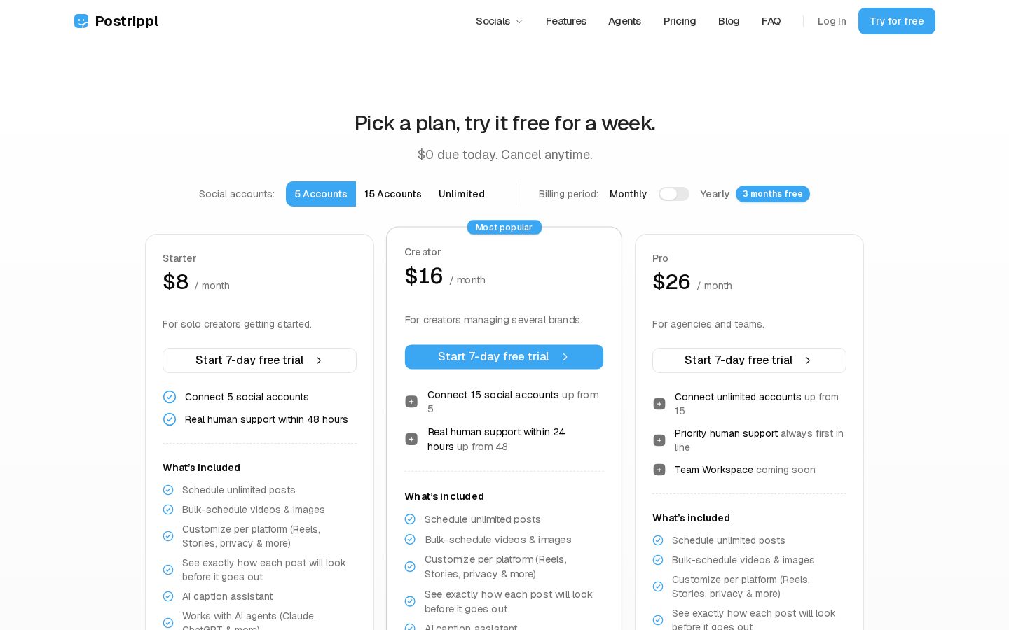 Postrippl Pricing