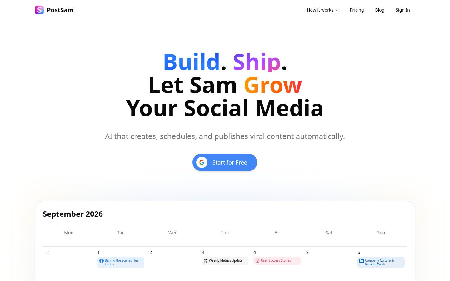 PostSam Homepage