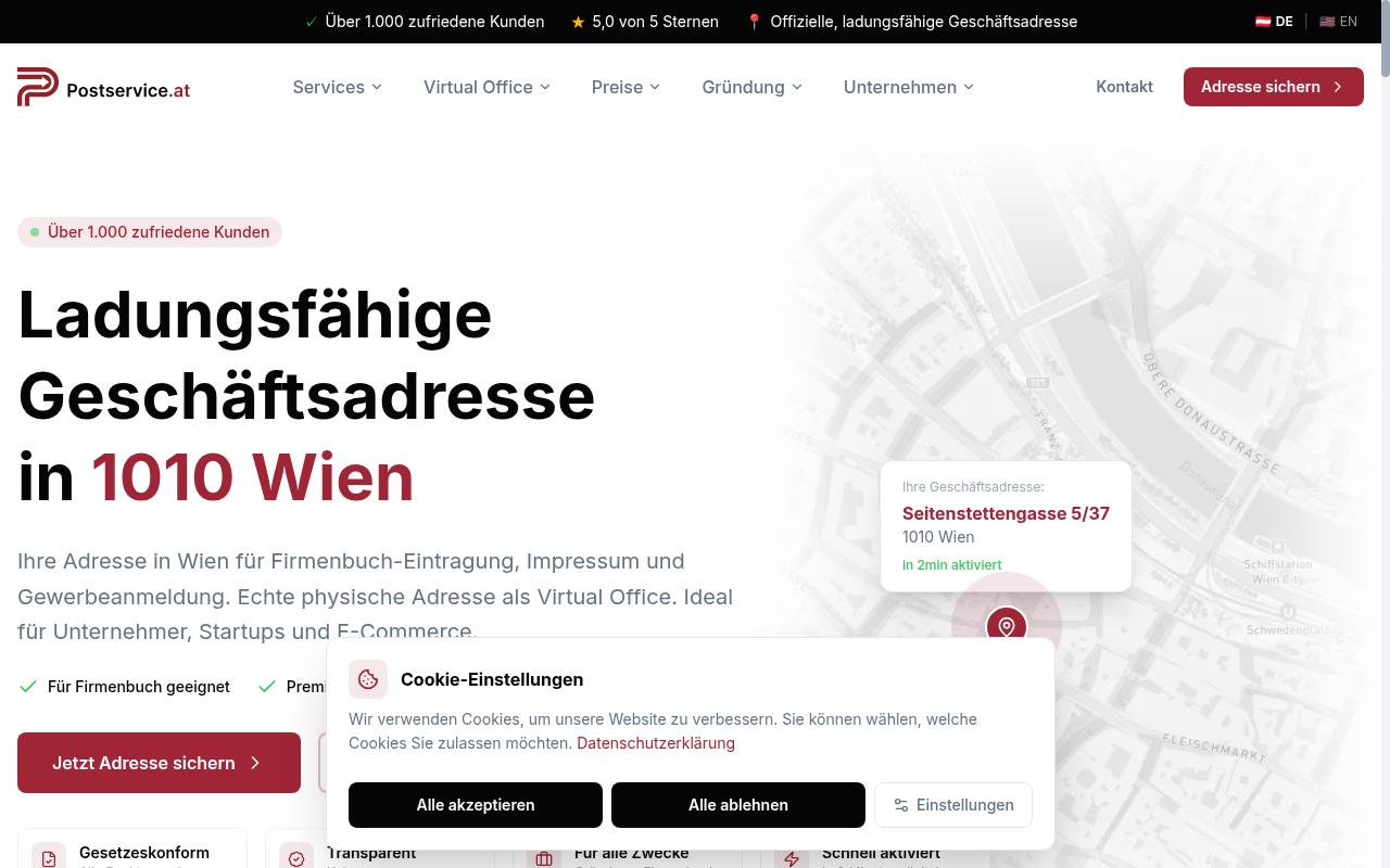 Postservice.at Homepage