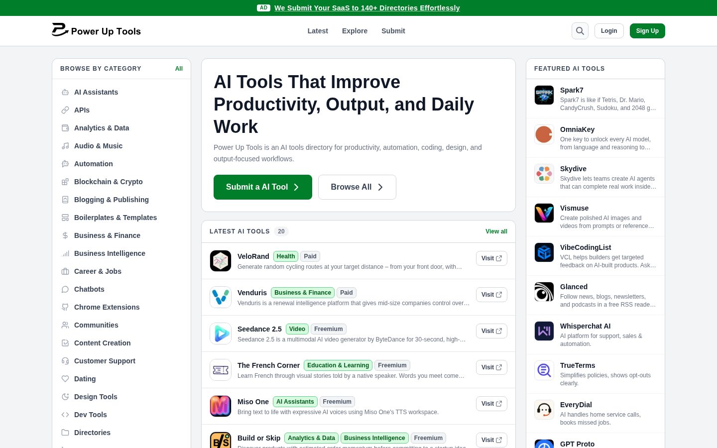 Power Up Tools Homepage