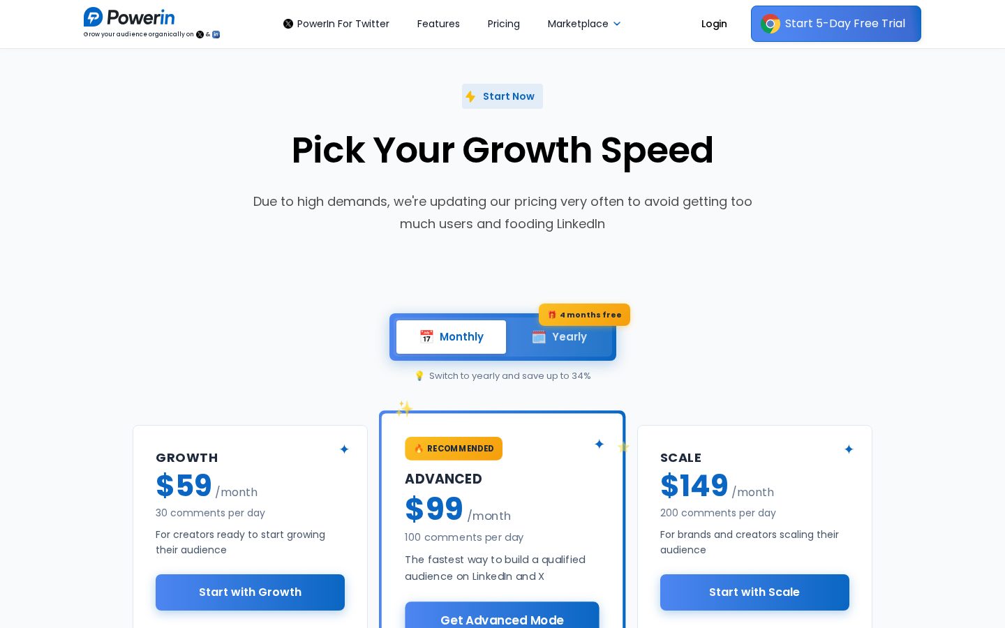PowerIn Pricing