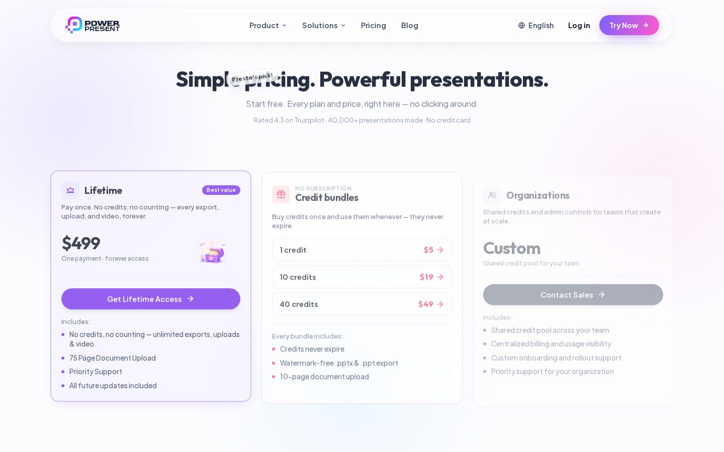 PowerPresent AI Pricing