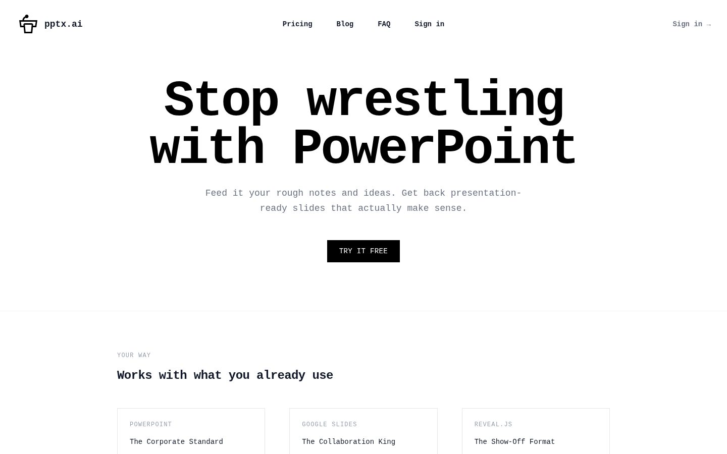 PPTX.ai Homepage