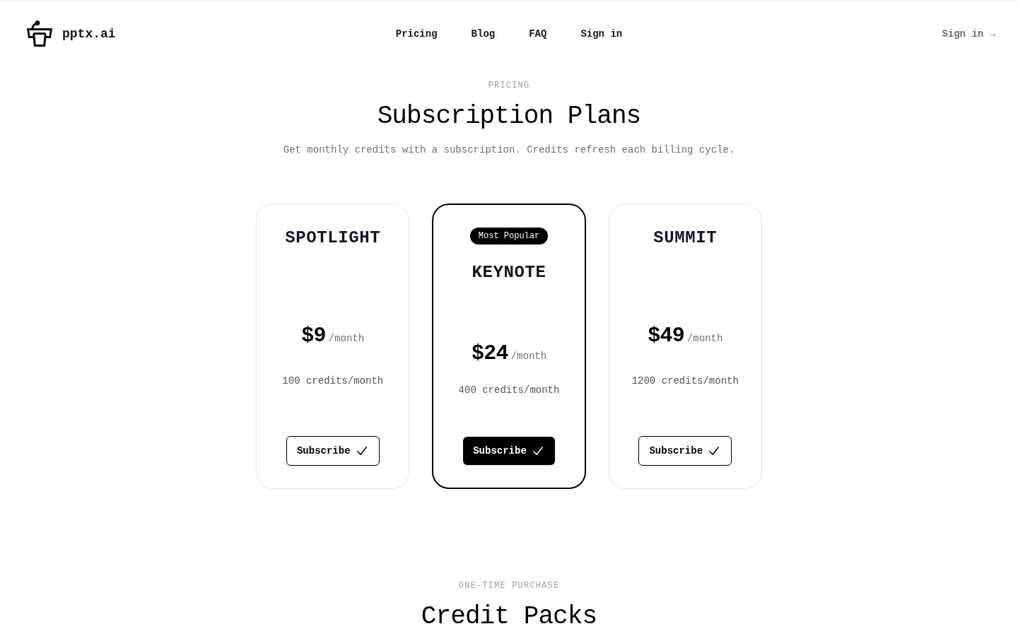 PPTX.ai Pricing