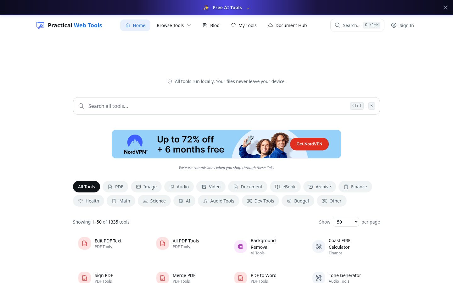 Practical Web Tools Homepage