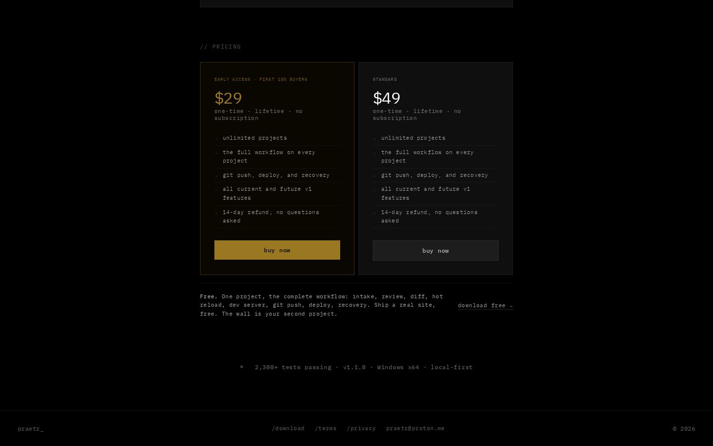 praetr Pricing