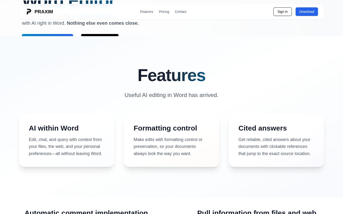 Praxim for Word Homepage