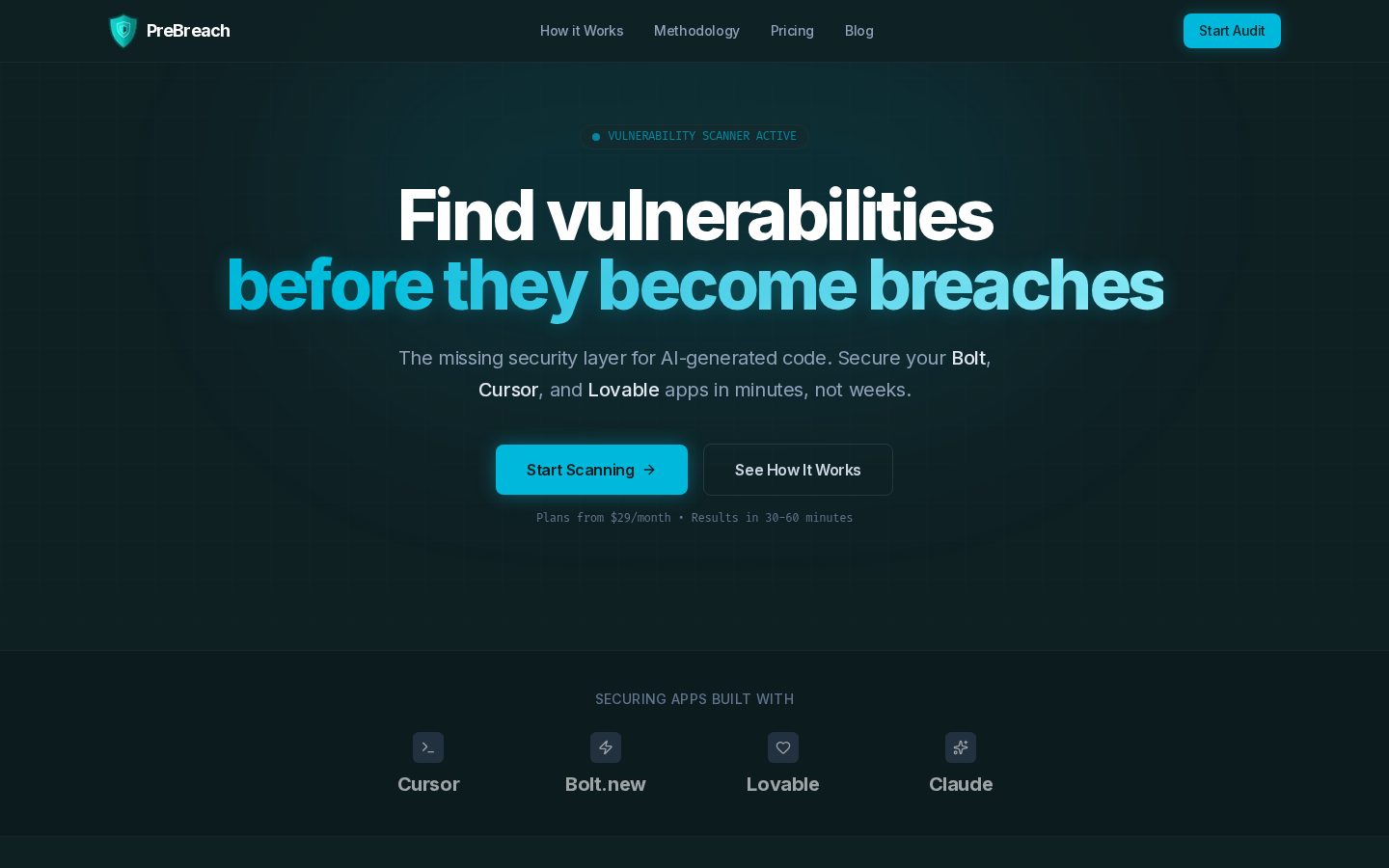 PreBreach Homepage