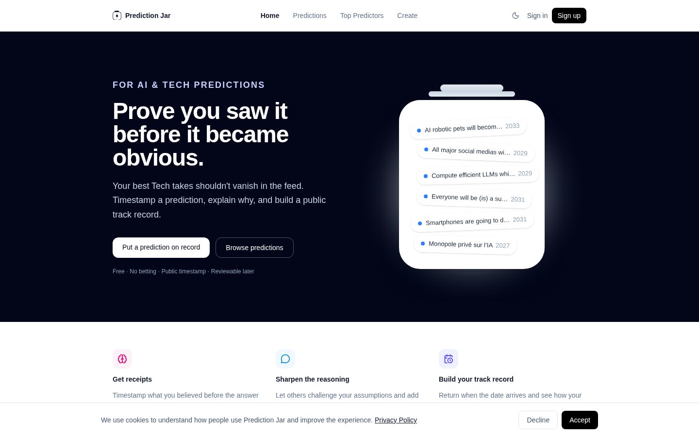 Prediction Jar Homepage