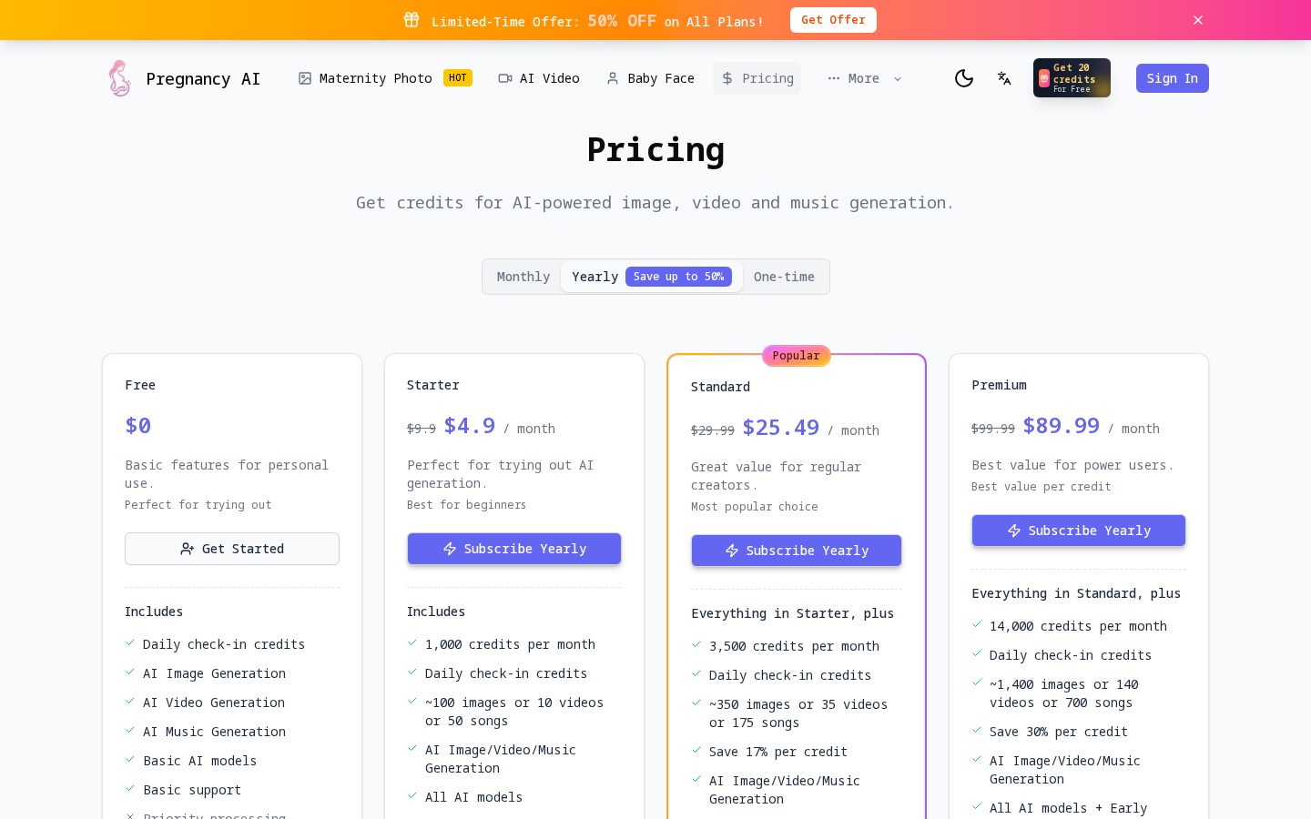 Pregnancy AI Pricing