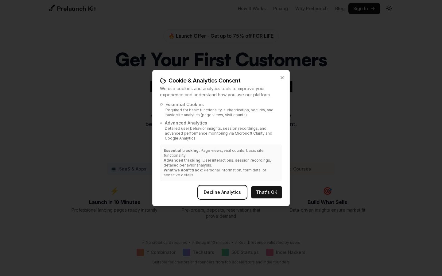 PrelaunchKit.xyz Homepage