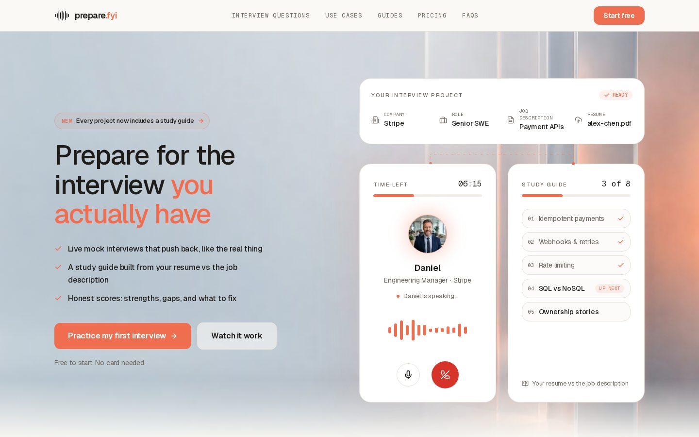 prepare.fyi Homepage