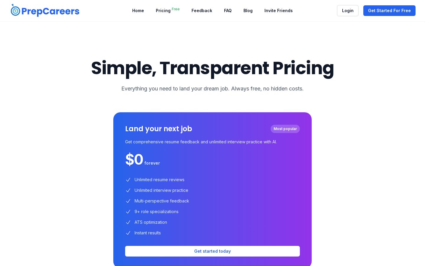 PrepCareers Pricing