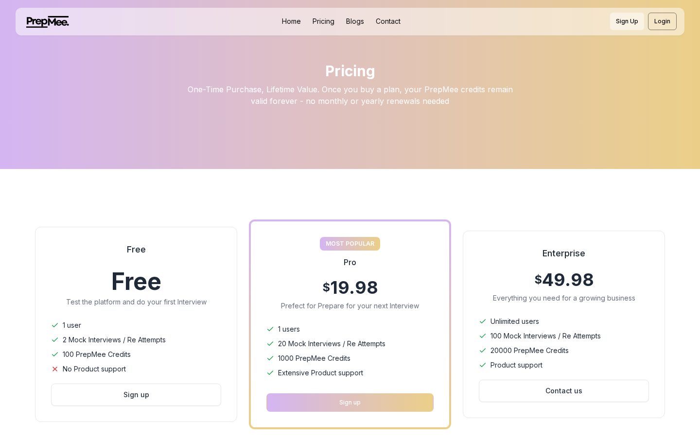 PrepMee Pricing