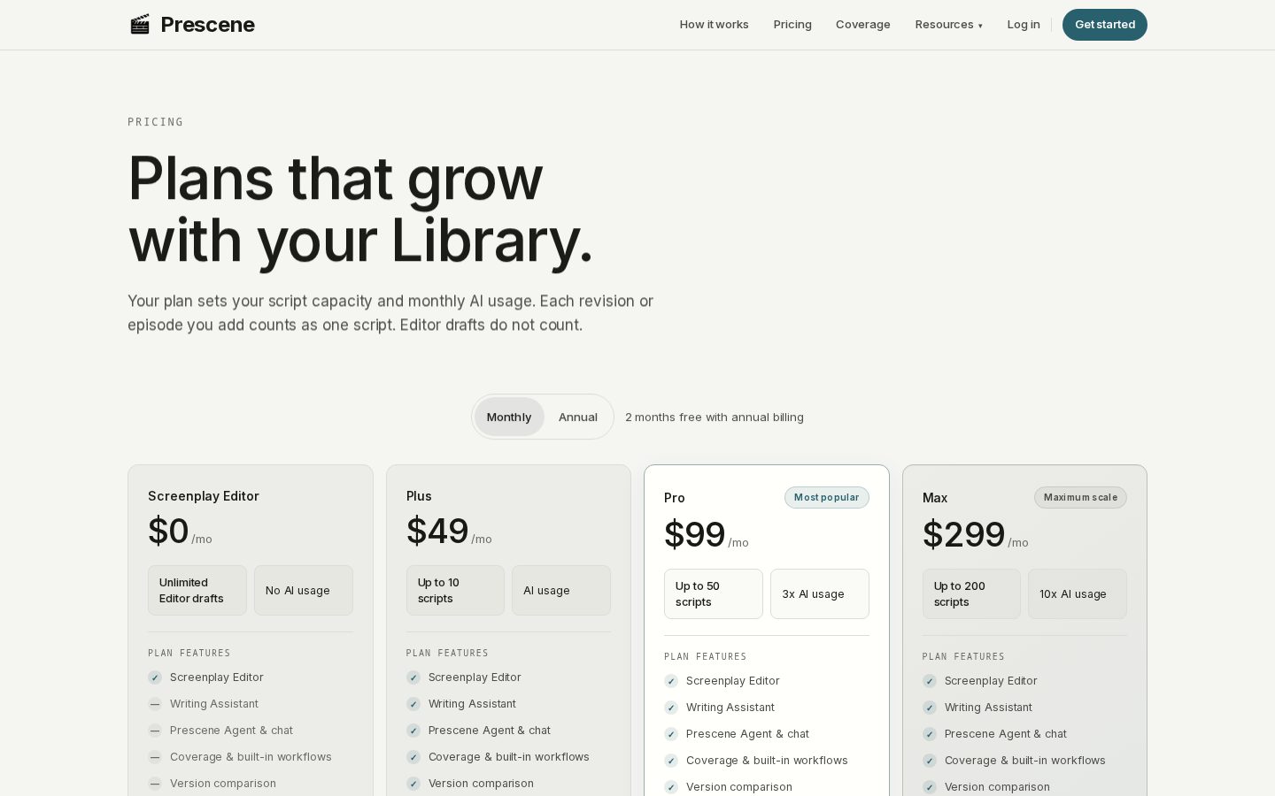 Prescene Pricing