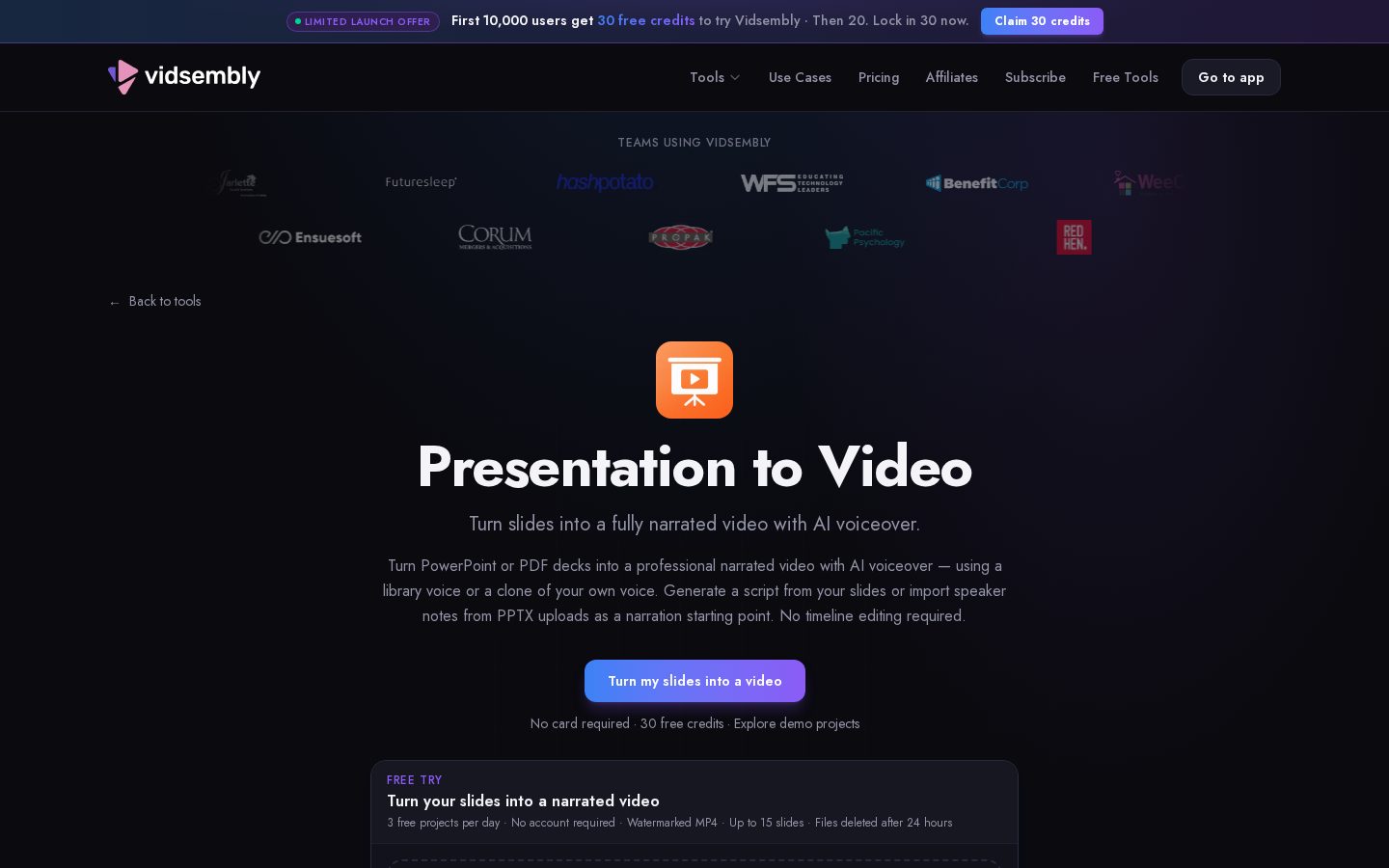 Presentation to Video Homepage
