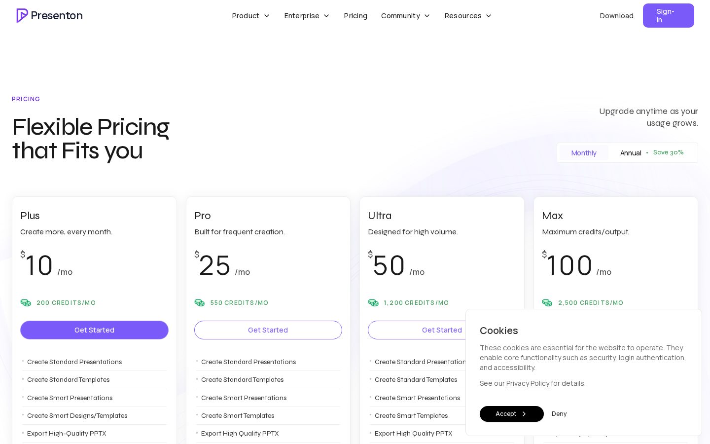 Presenton Pricing