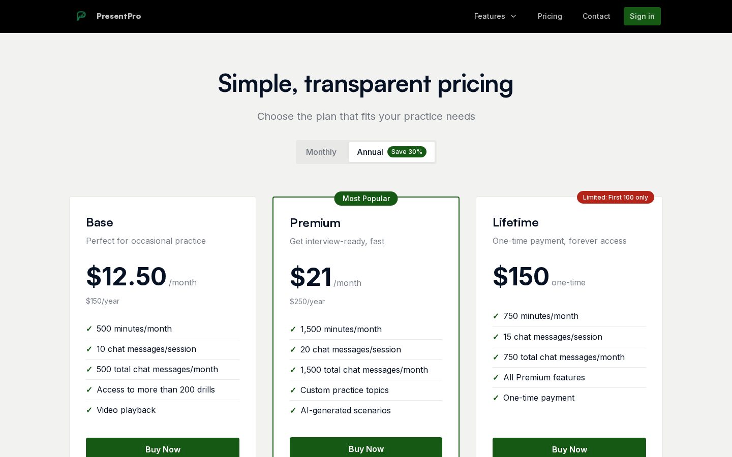 PresentPro Pricing