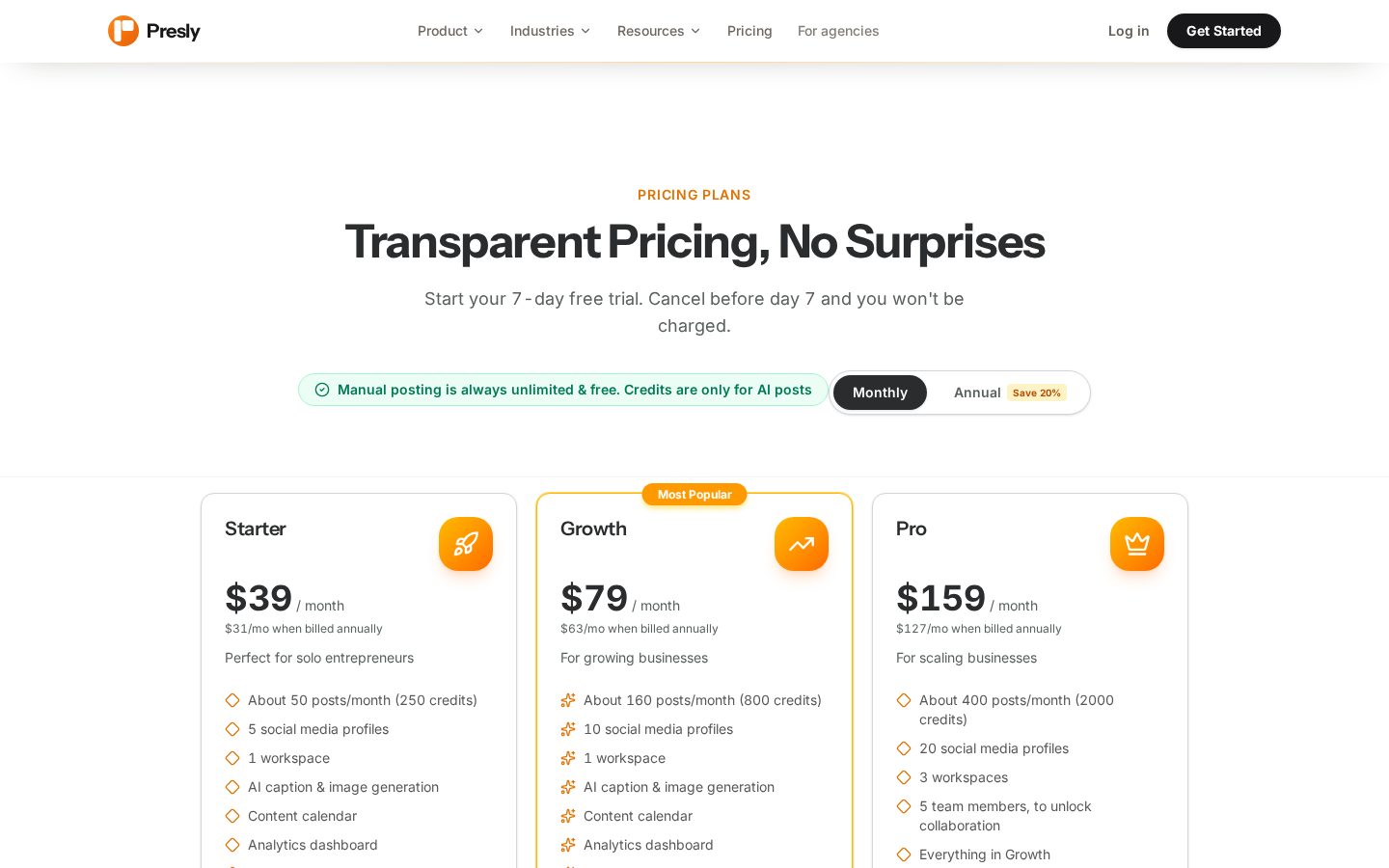 Presly Pricing