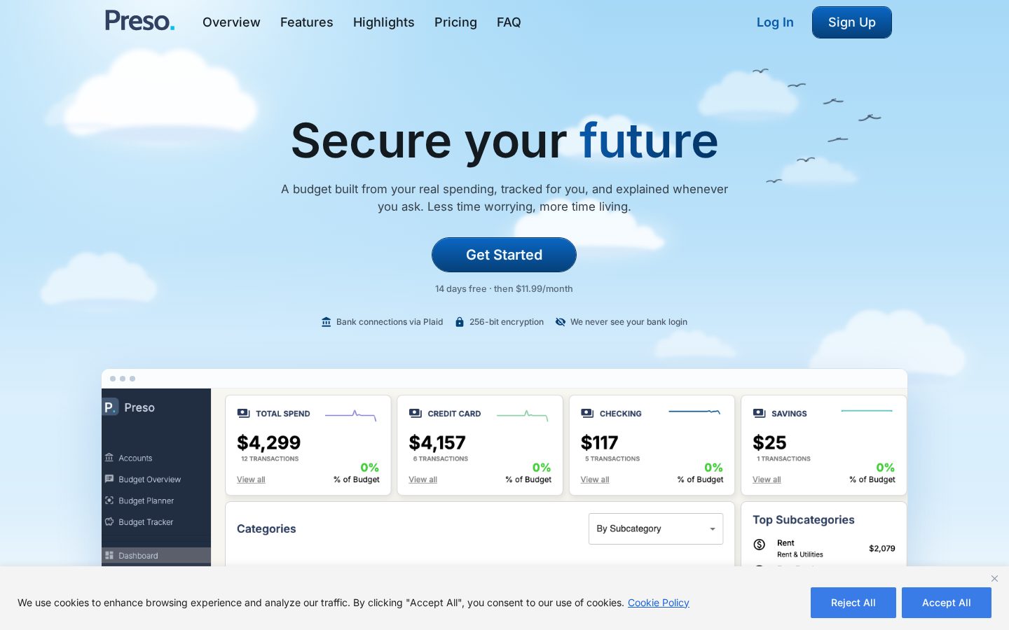 Preso Budget Homepage