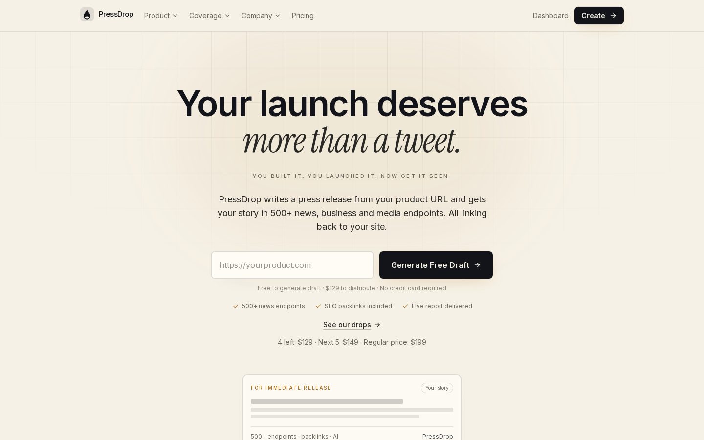 PressDrop Homepage