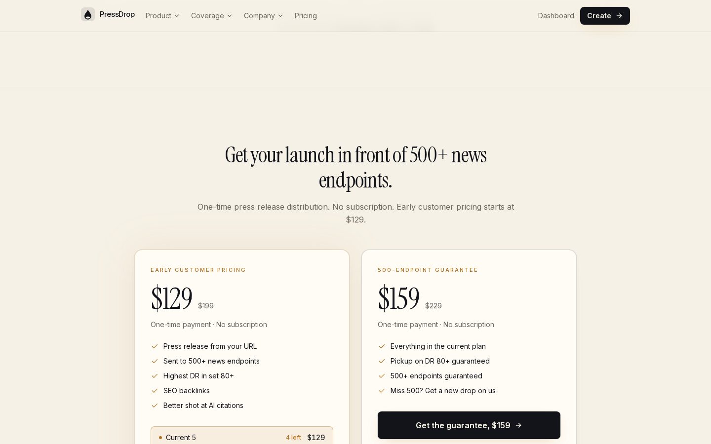 PressDrop Pricing