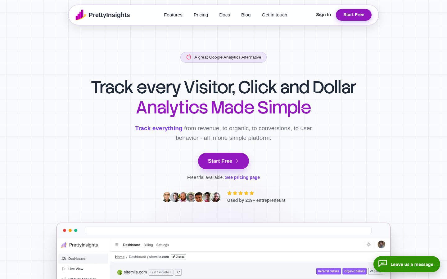 PrettyInsights Homepage