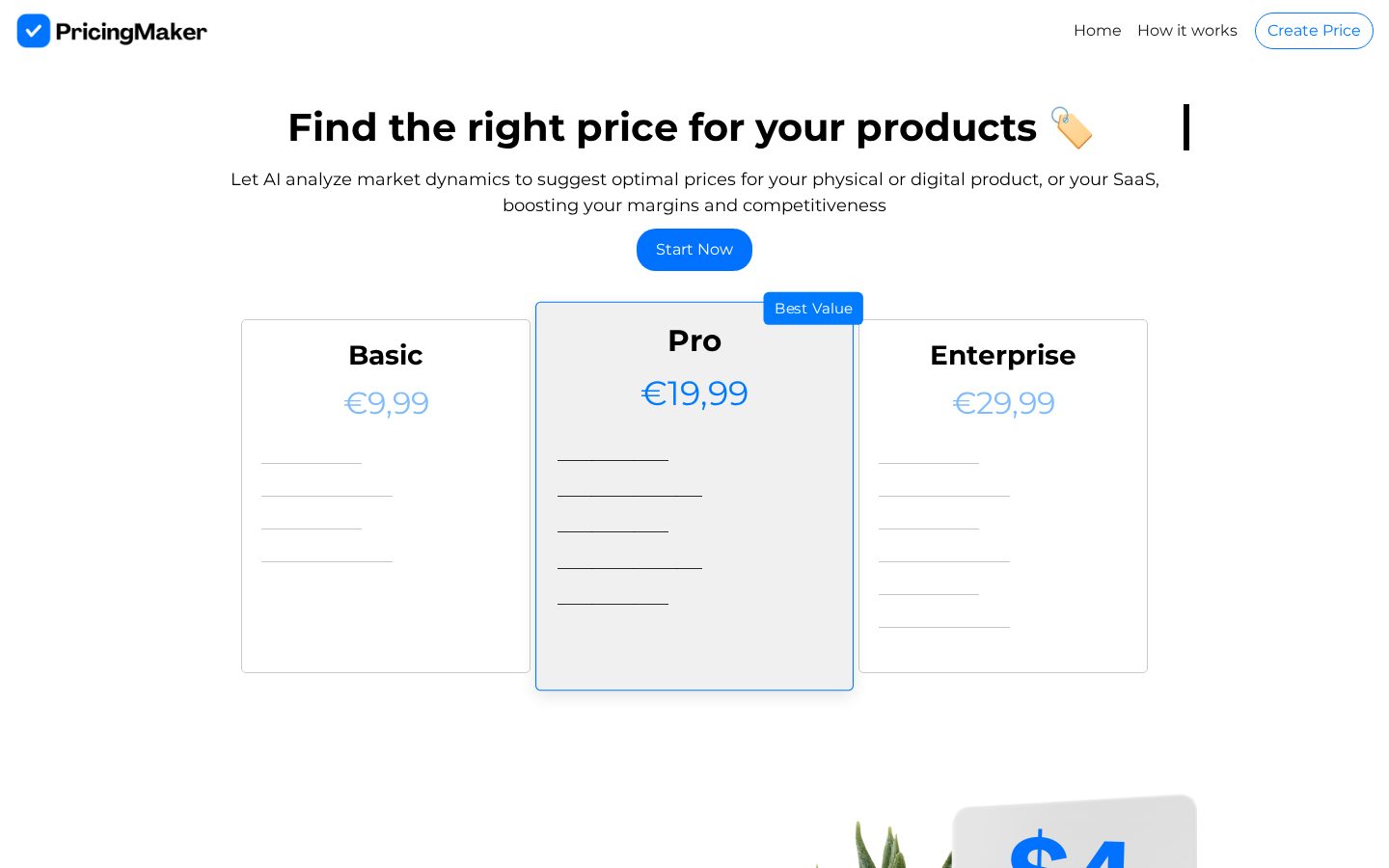 Pricing Maker Homepage