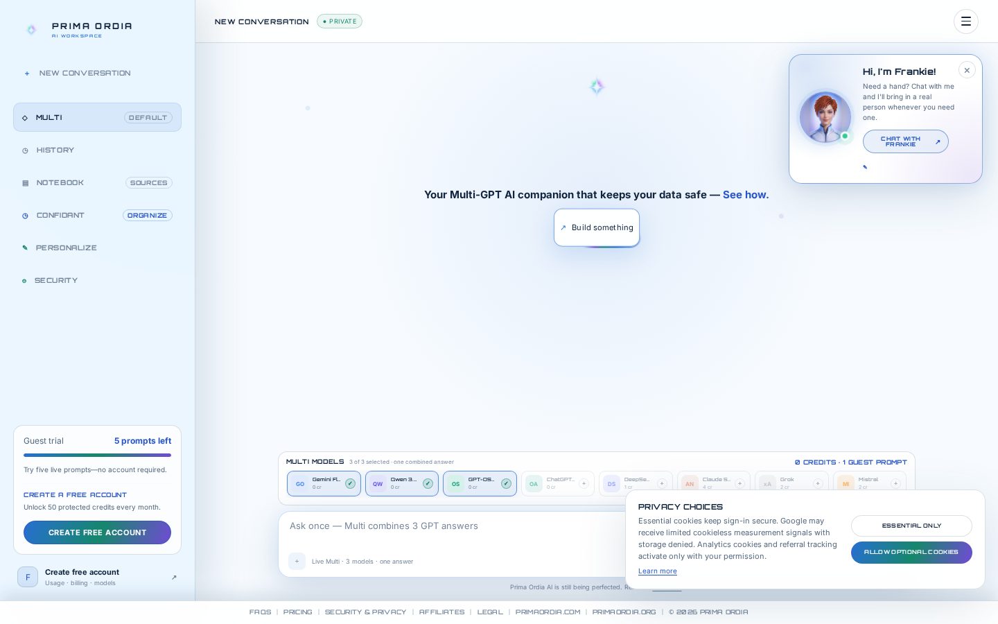 Prima Ordia AI Homepage