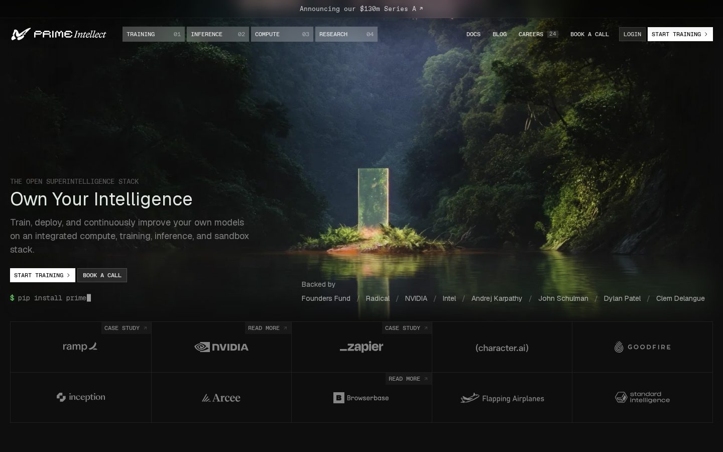 Prime Intellect Homepage