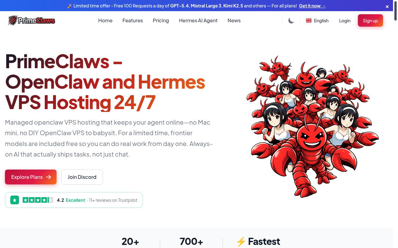 PrimeClaws VPS Homepage