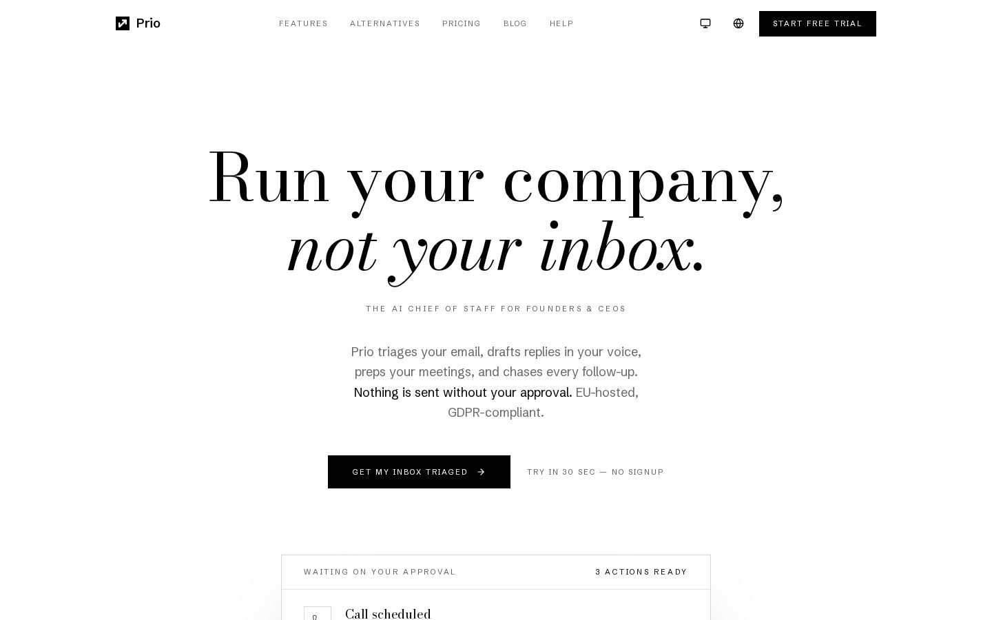 Prio Homepage