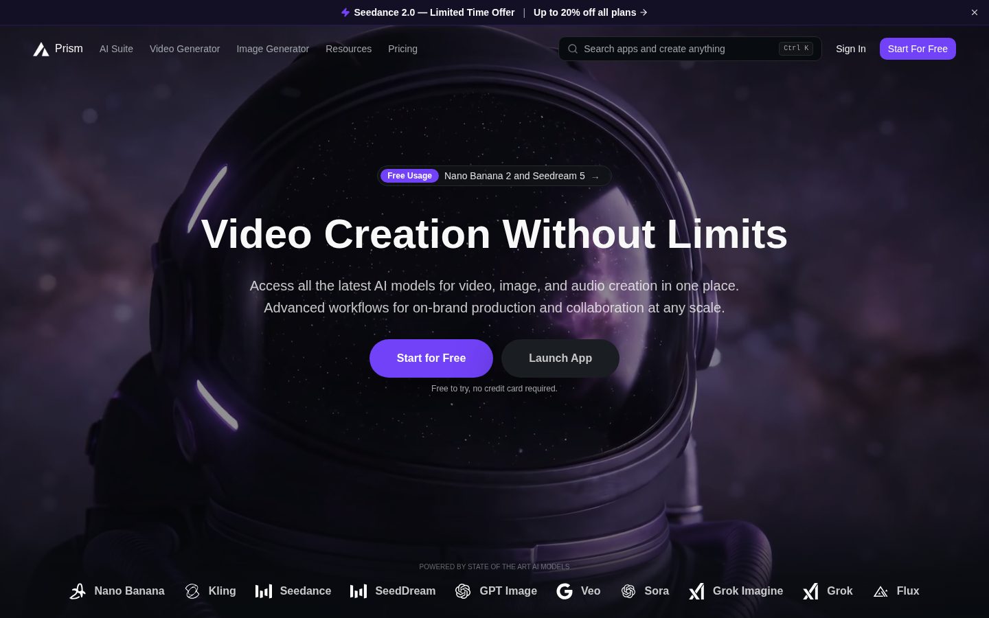 Prism Videos Homepage