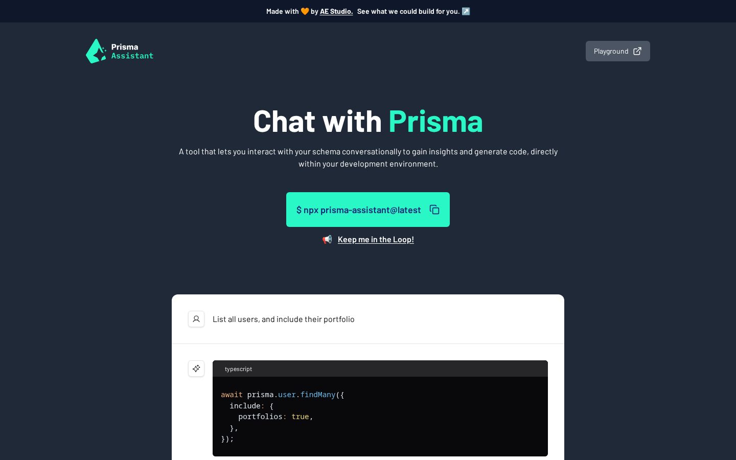 Prisma Assistant Homepage