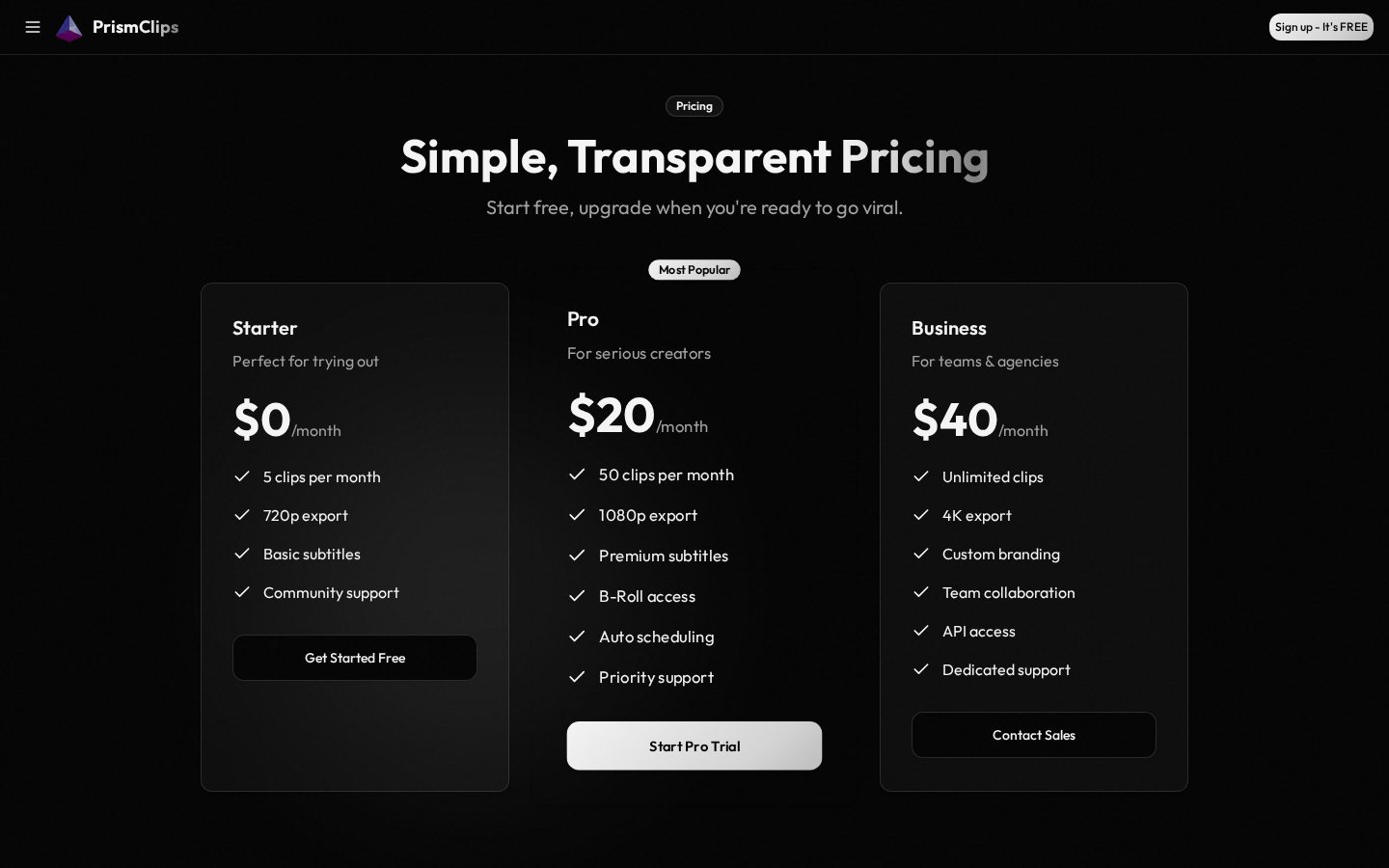 PrismClips Pricing