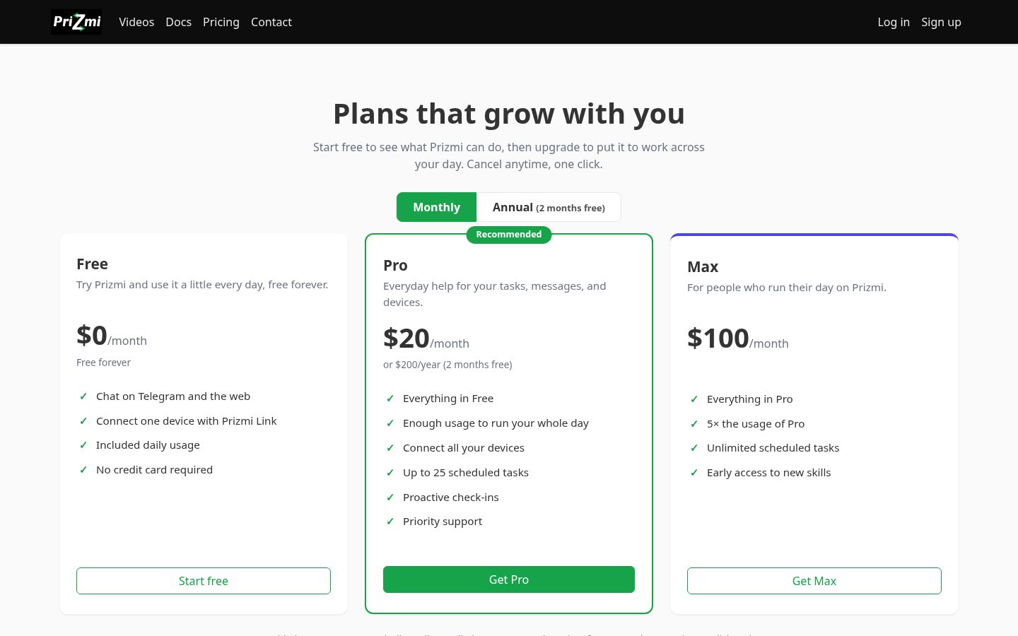 Prizmi Pricing