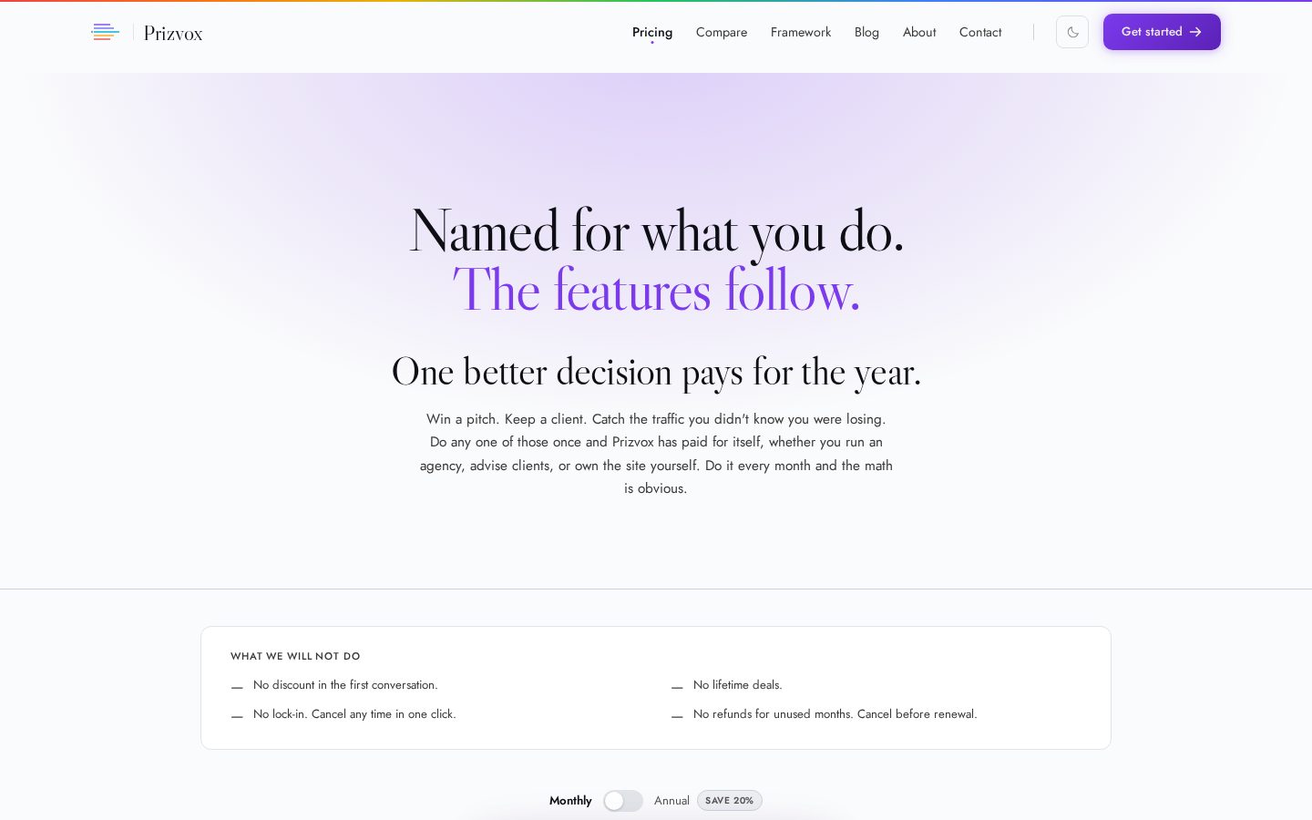Prizvox Pricing