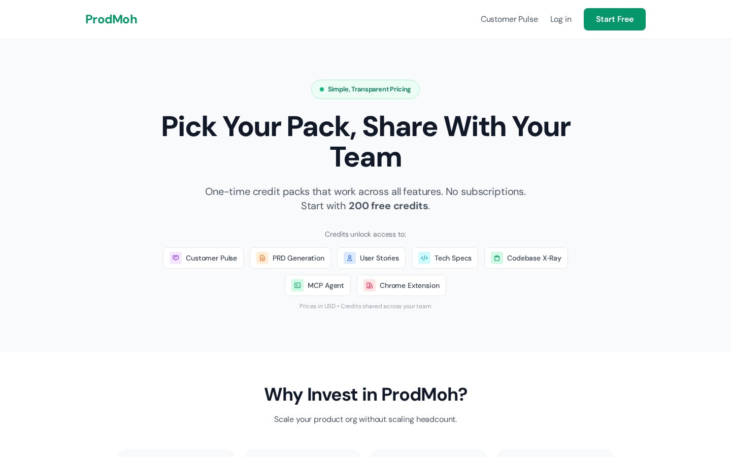 ProdMoh Pricing