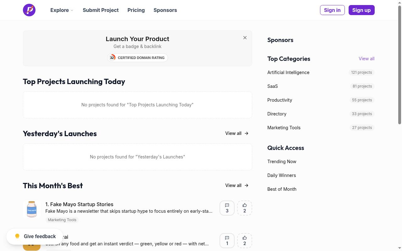 Product Launchify Homepage