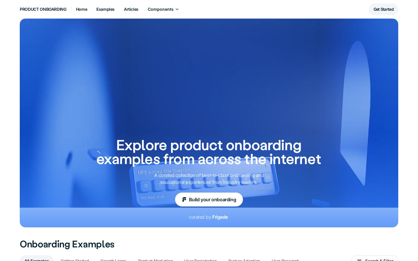 Product Onboarding Homepage