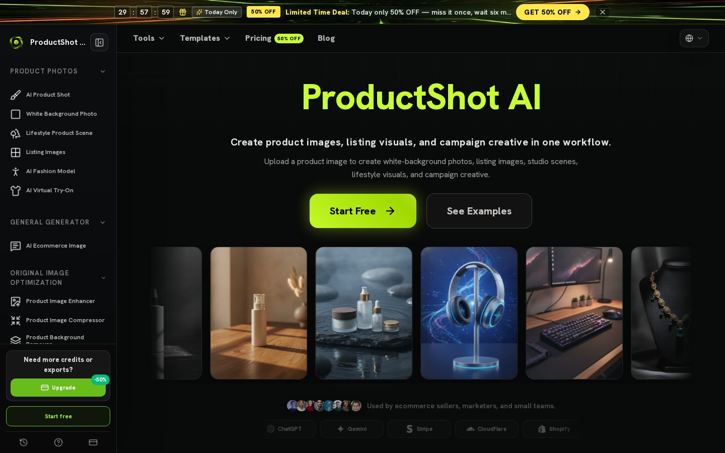 Product Shot AI Homepage